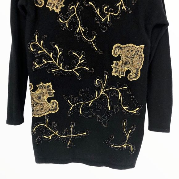 90’s Vintage Beaded Embroidered Lambswool Angora Long Sleeve Sweater size Small - Picture 5 of 12